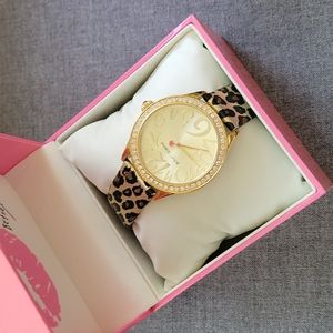 Betsy Johnson Chetah Gold & Crystal Watch